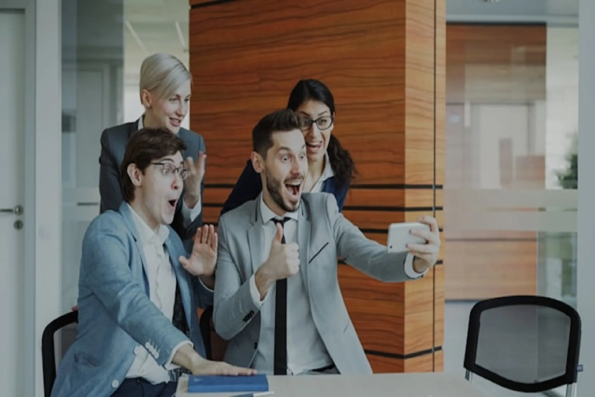 Colleagues at work during a video call